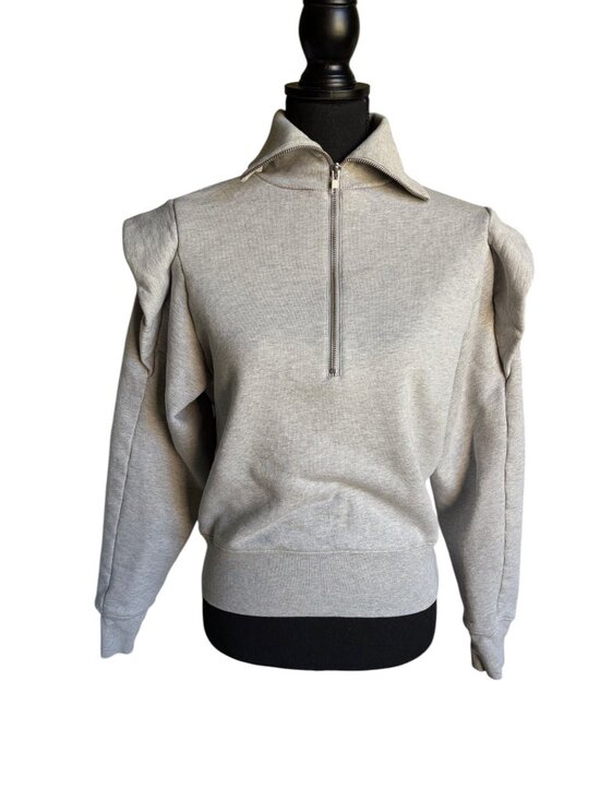 Frame Denim Tops - Frame Sporty Zip Sweatshirt (Gris Heather) - Small